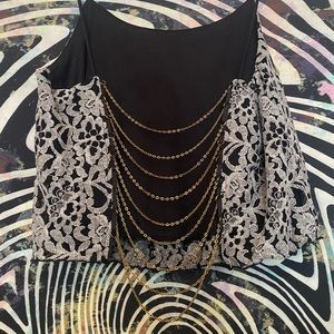 Chain Linked Open-Back Floral Tank